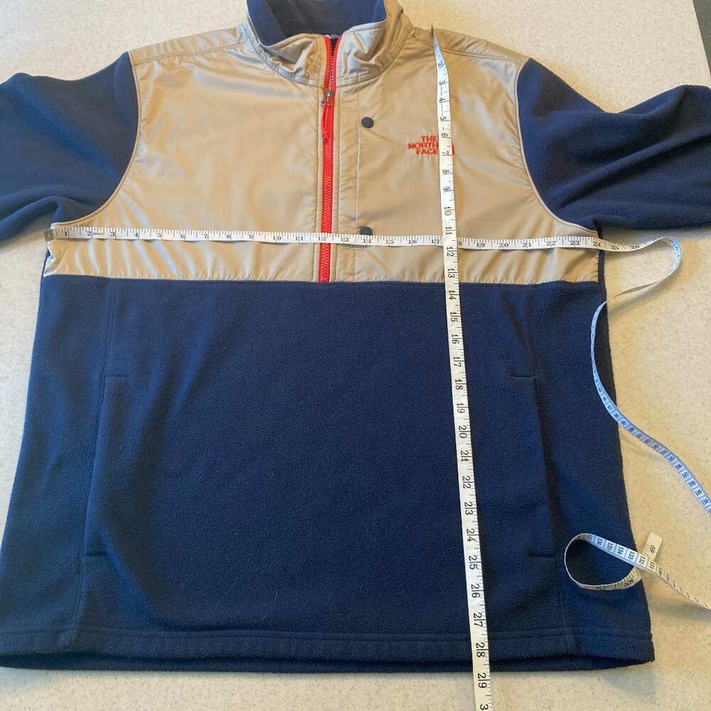The North Face Tundra Fleece Pullover Men's Size XL Tan/Navy Blue - Picture 7 of 11